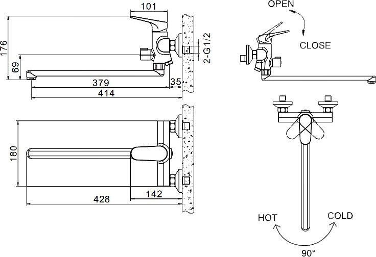 Смеситель Bravat Eler F6191238CP-01L универсальный F6191238CP-01L-RUS - 1