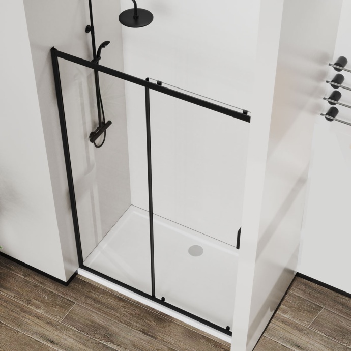 Душевая дверь в нишу Vincea City 110х195 профиль черный стекло прозрачное  VDS-5CT110CLB - 4