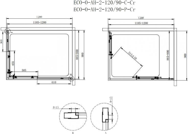 Душевой уголок Cezares Eco O AH 2 120/90 C Cr ECO-O-AH-2-120/90-C-Cr - 4