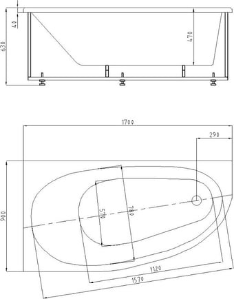 Акриловая ванна Акватек Дива 170x90 L DIV170-0000002 - 4