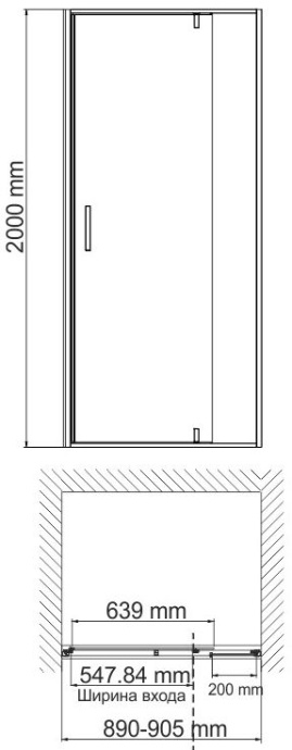 Душевая дверь в нишу Wasserkraft Neime 19P04 - 2