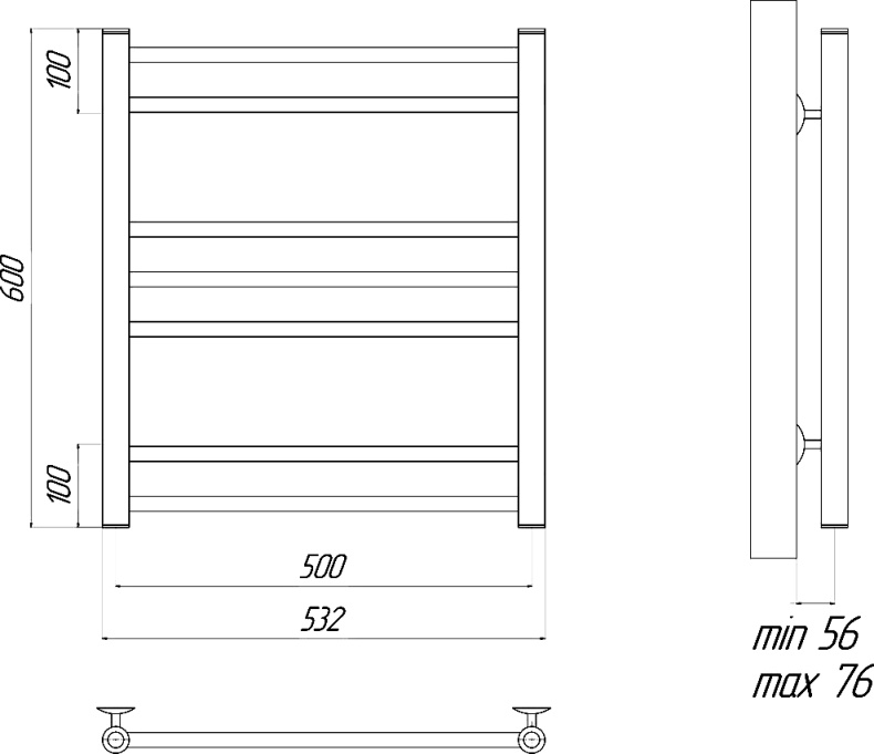 Полотенцесушитель электрический Lemark Ursus П7 50x60, черный LM72607EBL - 1