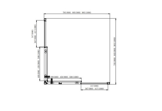 AQ ARI KV 10020CH Душевой уголок квадратный, двери раздвижные 1000x1000x2000 профиль хром, стекло прозрачное - 4