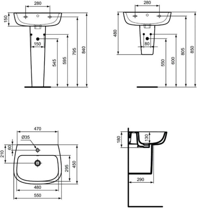 Раковина подвесная Ideal Standard Esedra 55 белый T279901 - 6