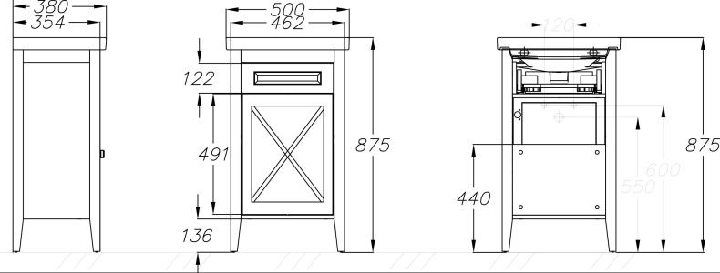 Тумба для комплекта Opadiris Палермо 50 R светлый орех 00-00002360 - 5