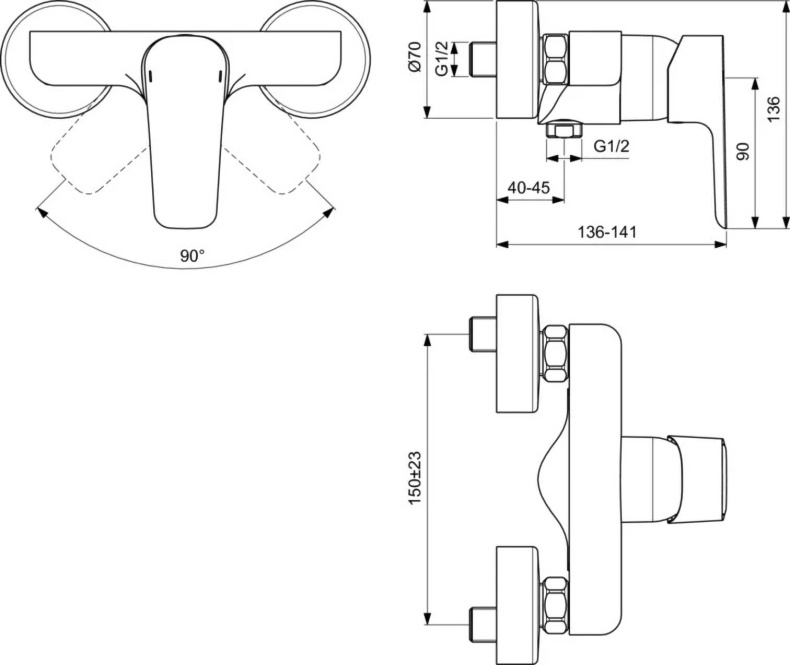 Смеситель для душа Ideal Standard Ceraplan lll хром B0716AA - 3