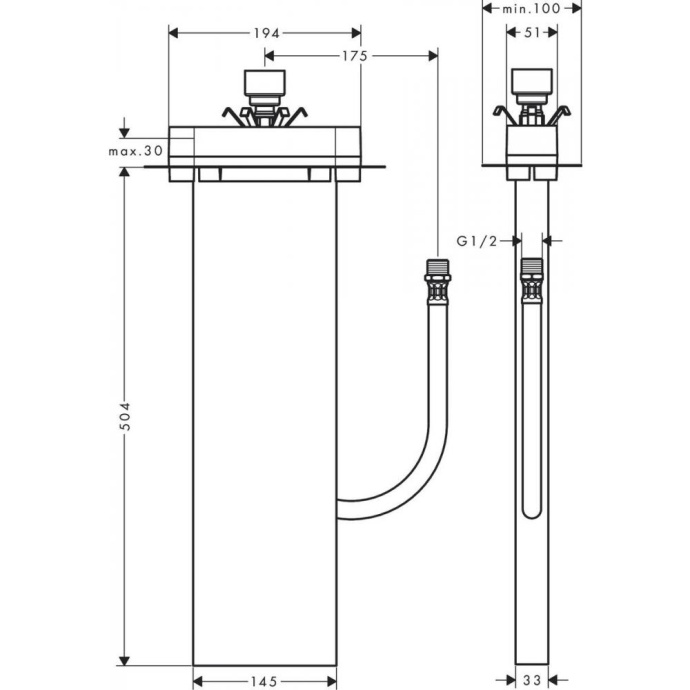 HG 13 560 180 sBox шланговый короб для ванны 13560180 - 1