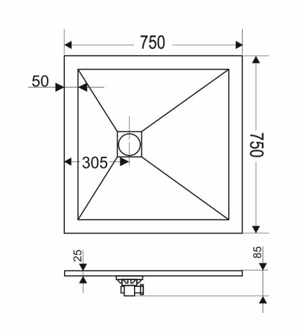 Поддон для душа RGW Stone Tray ST-0075W 75x75 белый 16152075-01 - 1