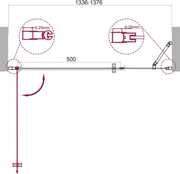 Душевая дверь BelBagno Etna 140 профиль хром  ETNA-B-11-80+60-C-Cr - 4