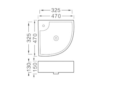 Раковина угловая AQUATEK AQ5166A-00, 325*325*130 - 1