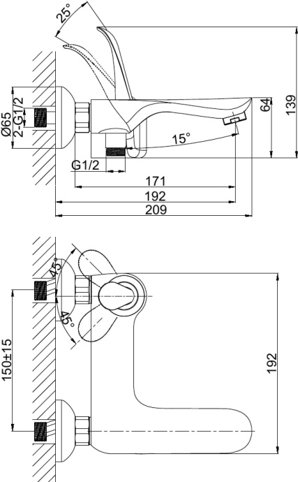 Смеситель для ванны D&K DA1033256 - 1