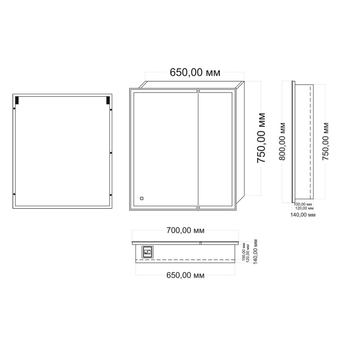 Зеркало-шкаф Mixline Минио 700*800 2 створки, левый  547085 - 1