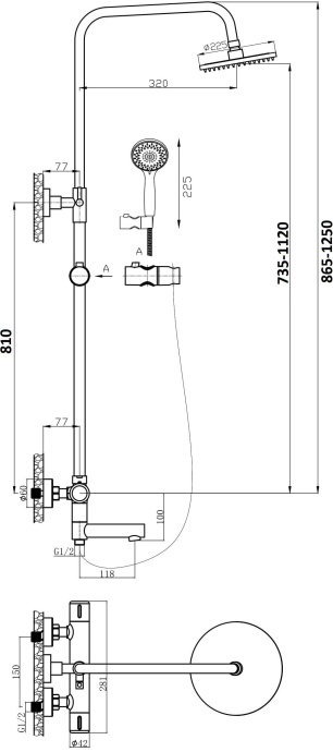 Душевая стойка Agger Thermo A2461100 - 9