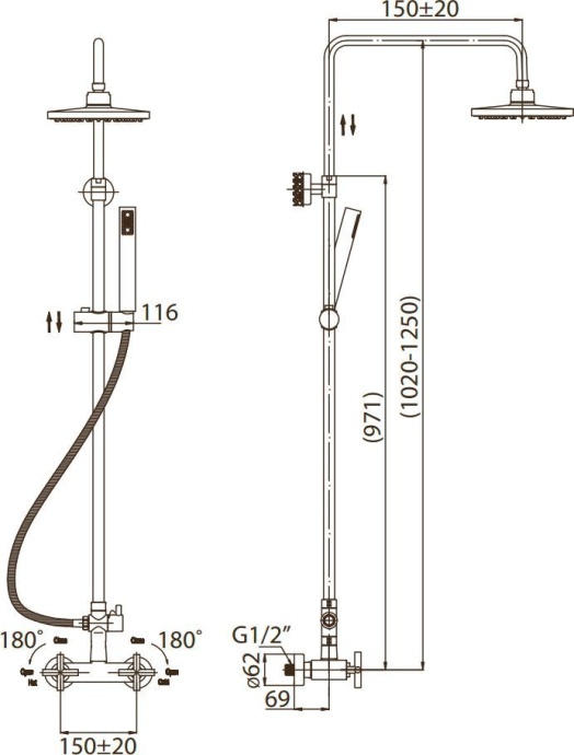 Душевая стойка BelBagno Vittoria VIT-DOC-CRM - 1