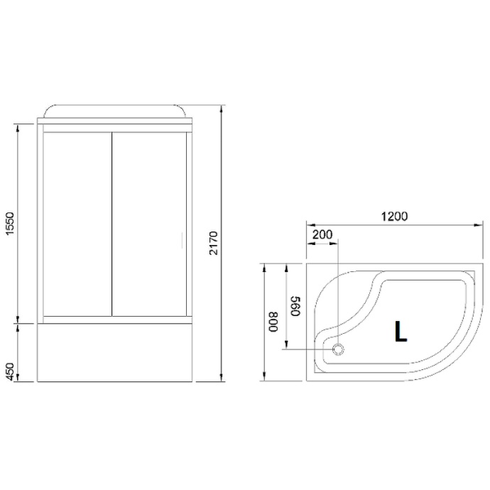 Душевая кабина Royal Bath BK 120x80 L профиль белый стекло матовое с гидромассажем RB8120BK3-WC-L - 3