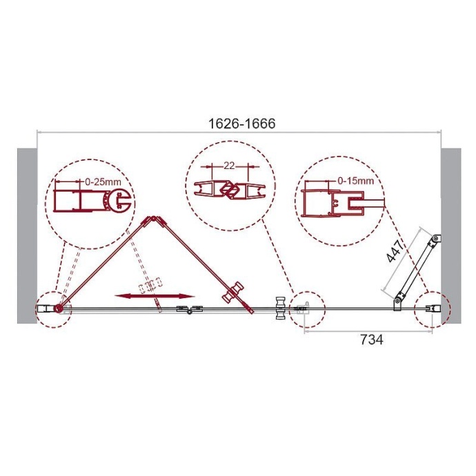 Душевая дверь BelBagno Albano 170(80+90)х195 профиль хром стекло прозрачное ALBANO-BS-13-80+90-C-Cr - 6