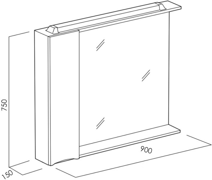 Зеркало-шкаф BelBagno Marino 90 L MARINO-SPC-900/750-1A-BL-P-L - 7