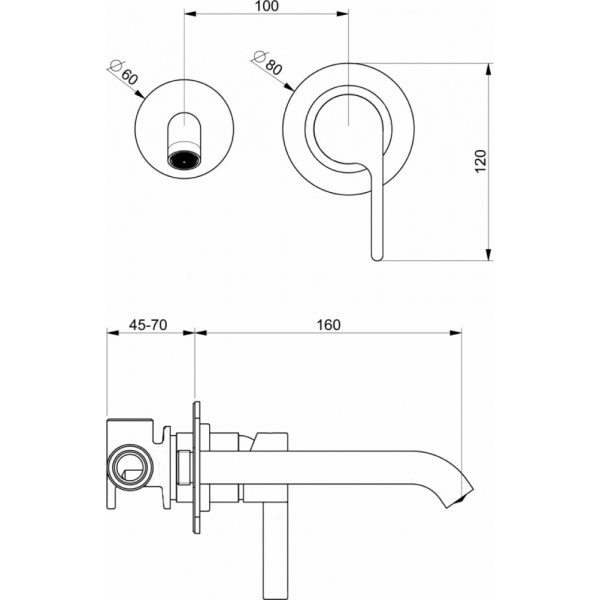 Webert DR830606560 DoReMi встраиваемый смеситель для раковины без донного клапана,черный - 1