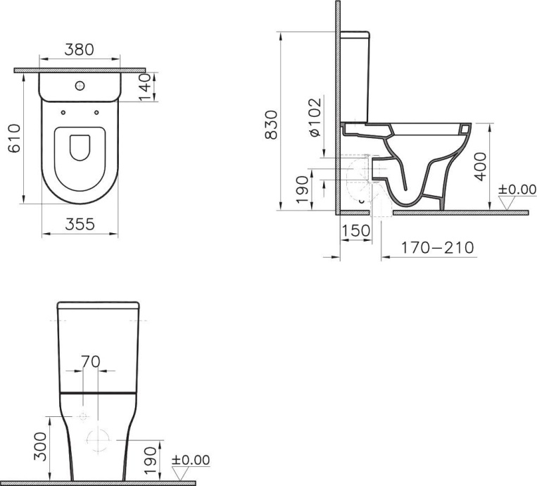 Унитаз-компакт VitrA Zentrum, механизм смыва Geberit 9012B003-7201 - 2
