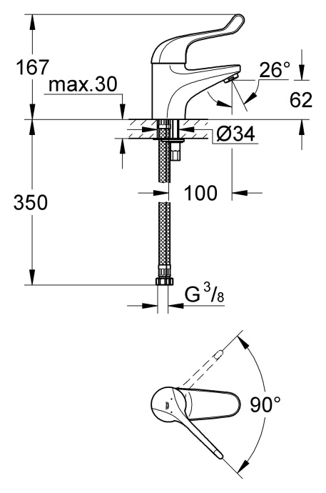 Смеситель Grohe Euroeco Special 32789000 для раковины - 2