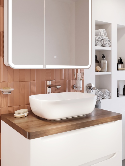Тумба с раковиной STWORKI Берген 80 белая с темной столешницей, Moduo 50 Square 549471 - 5