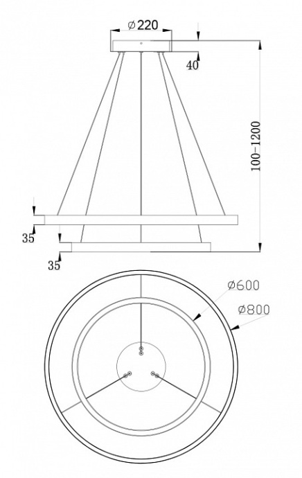 Подвесной светодиодный светильник Maytoni Rim MOD058PL-L74BS4K - 5