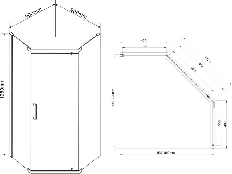 Душевой уголок Vincea Stresa VSP-1S900CL 90x90, профиль хром, стекло прозрачное - 8