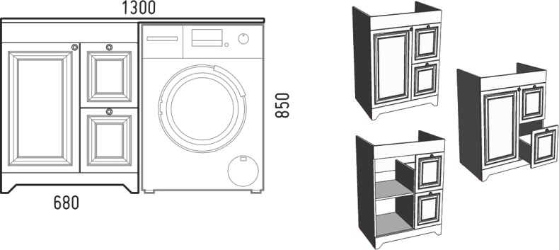 Тумба для комплекта Corozo Леон 130 под стиральную машину SD-00000726 - 4
