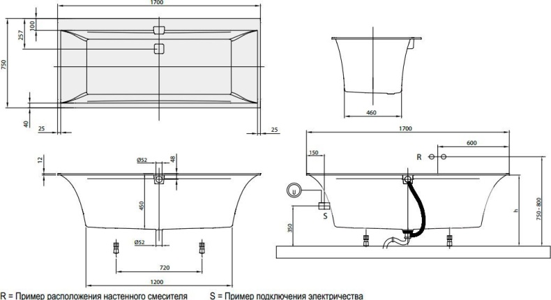 Акриловая ванна Villeroy & Boch Squaro Edge 12 UBQ170SQE2DV-01 alpin - 2