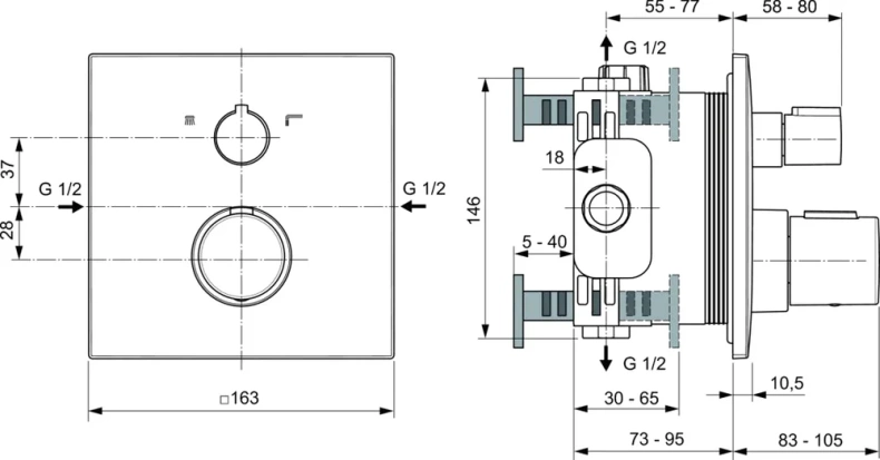 Смеситель для ванны с душем термостатический Ideal Standard Ceratherm черный матовый A7522XG - 2