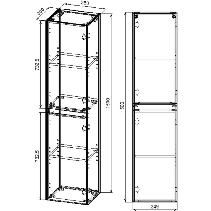 Шкаф-пенал Vincea Chiara 150х35 серый VSC-2CL150GS - 2