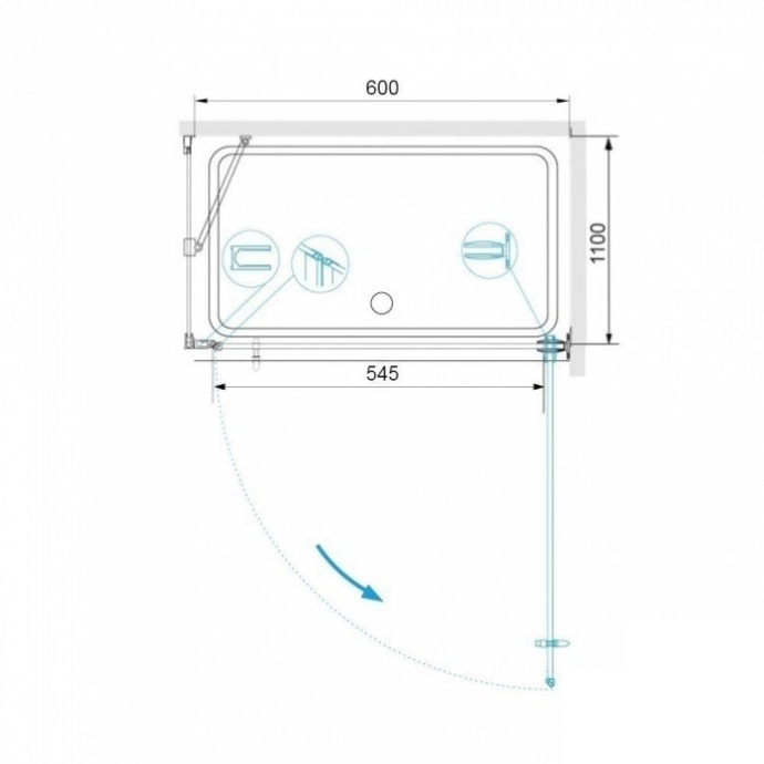 Душевой уголок RGW Hotel HO-045 60х110 профиль хром стекло прозрачное 350604561-011 - 2