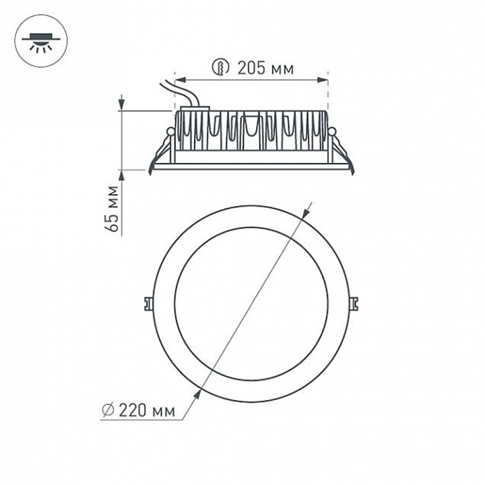 Встраиваемый светодиодный светильник Arlight LTD-220WH-Frost-30W Warm White 110deg 021070 - 4