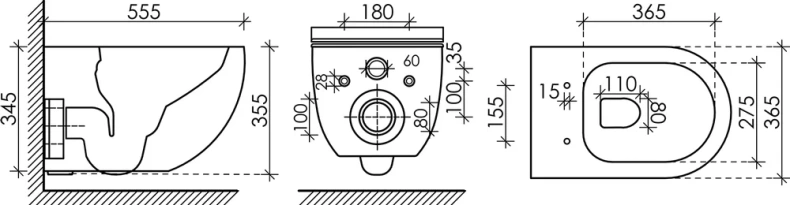 Подвесной унитаз Ceramica Nova Long белый с сиденьем микролифт CN3015 - 4