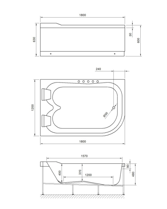 Ванна акриловая Royal Bath Norway De Luxe 180х120 L с гидромассажем белый RB331100DL-L - 1