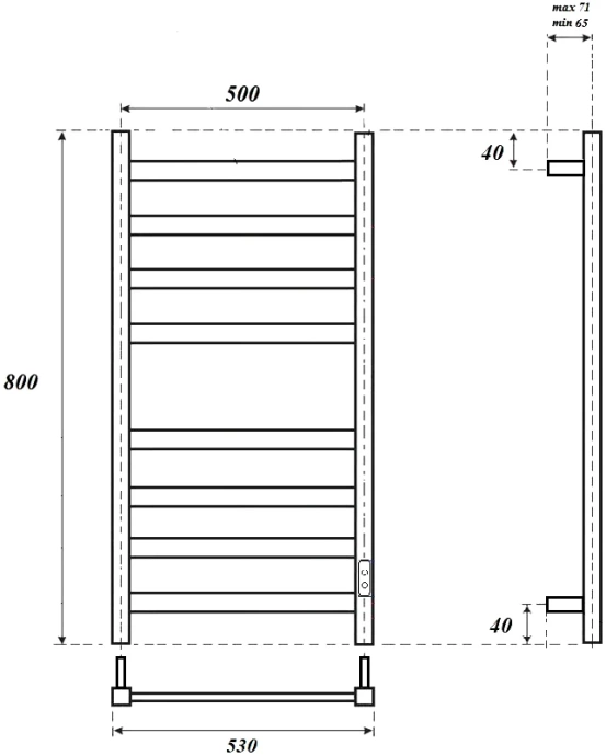 Полотенцесушитель электрический Point Меркурий 50х80 белый PN83858W - 1