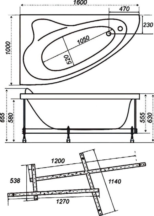 Акриловая ванна Triton Николь 160х100 R, Щ0000048679 - 1