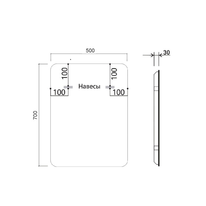 Зеркало Vincea 50х70 черное с подсветкой VLM-3VC500B-2 - 2