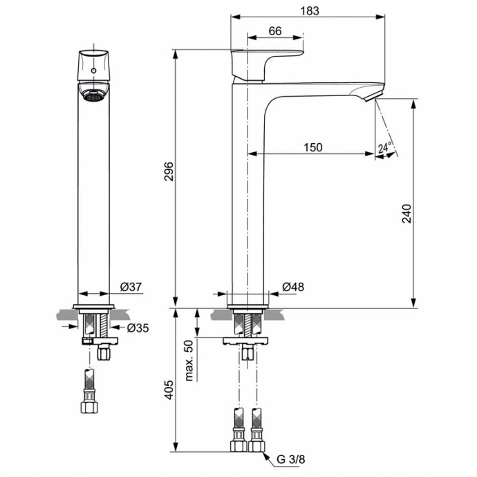 Смеситель для раковины Ideal Standard Connect Air хром A7027AA - 7