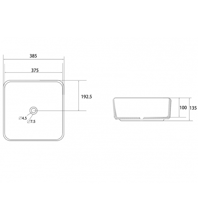 Накладная раковина Abber Rechteck 39 черная матовая AC2211MB - 1