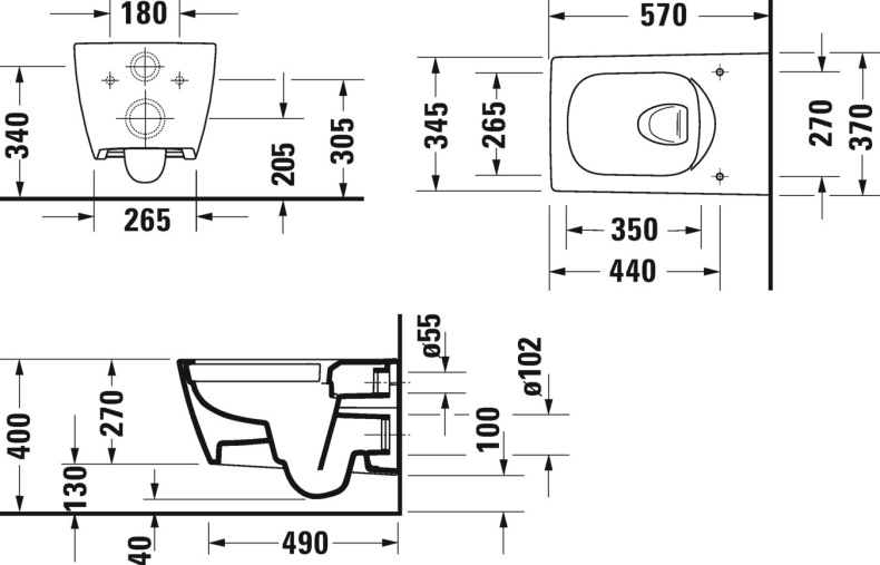 Чаша для подвесного унитаза Duravit Viu белый, без сиденья  2511090000 - 4