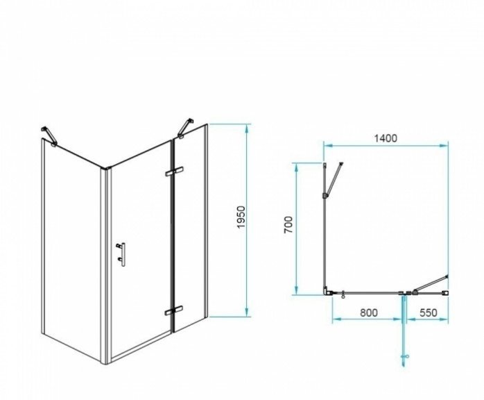 Душевой уголок RGW Passage PA-77B R 140x70 профиль черный стекло прозрачное 41087747-084R - 2