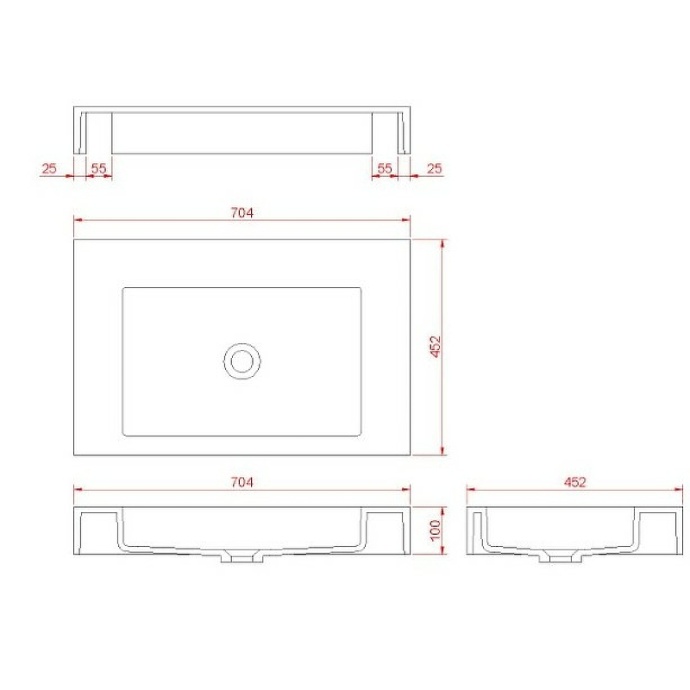 Раковина - столешница Armadi Art Flat 70 белый матовый 888-70 - 3