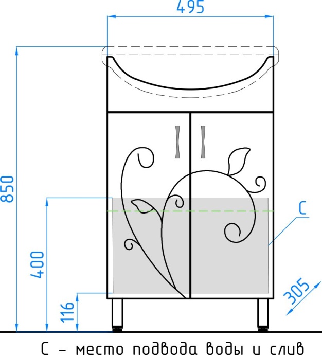 Тумба с раковиной Style Line Эко Фьюжн №9 55 белая - 9
