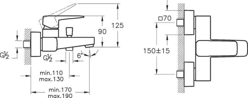 Смеситель для ванны с душем VitrA Root Square хром A42737EXP - 1