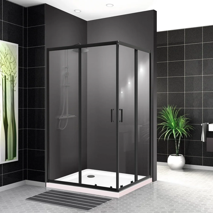 Душевой уголок BelBagno Uno 120х90 профиль черный матовый стекло прозрачное UNO-195-AH-2-120/90-C-NERO - 2