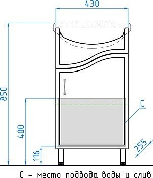 Тумба для комплекта Style Line Эко Волна №2 45 белая ЛС-00000094 - 1