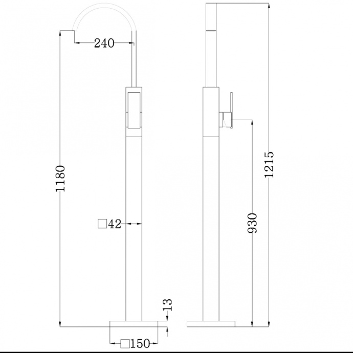 Смеситель для раковины напольный Abber Wasserfall хром AF8640 - 5