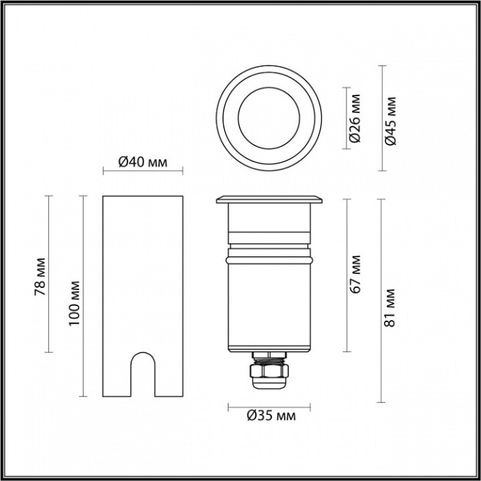 Встраиваемый в дорогу светильник Odeon Light Ingro 6660/1GL - 3