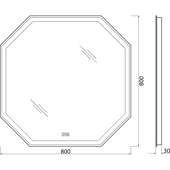 Зеркало BelBagno 80х80 с подсветкой, подогревом  SPC-OTT-800-800-LED-TCH-WARM - 9